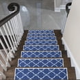 thumbnail image 1 of SussexHome Lattice Design 9" X 28" Stair Treads - 70 % Cotton Anti-Slip Carpet Strips for Indoor Stairs-Easy to Install Runner Rugs with Double Adhesive Tape-Safe, Extra-Grip, 13-Pack-Navy, 1 of 7