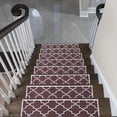 thumbnail image 1 of SussexHome Lattice Design 9" X 28" Stair Treads - 70 % Cotton Anti-Slip Carpet Strips for Indoor Stairs-Easy to Install Runner Rugs with Double Adhesive Tape-Safe, Extra-Grip, 7-Pack-Red, 1 of 7