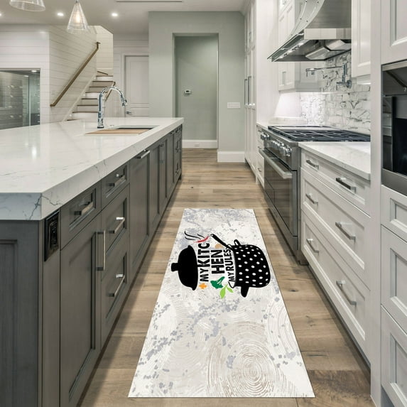 SussexHome Non Skid Washable Kitchen Runner Rug - 100 % Polyester Kitchen Floor Mat for in Front of Sink - 20 x 59 Inches Heavy Duty Runner Rug for Kitchen Floor