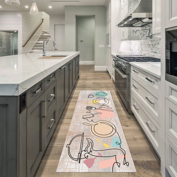 SussexHome Non Skid Washable Kitchen Runner Rug - 100 % Polyester Kitchen Floor Mat for in Front of Sink - 20 x 59 Inches Heavy Duty Runner Rug for Kitchen Floor
