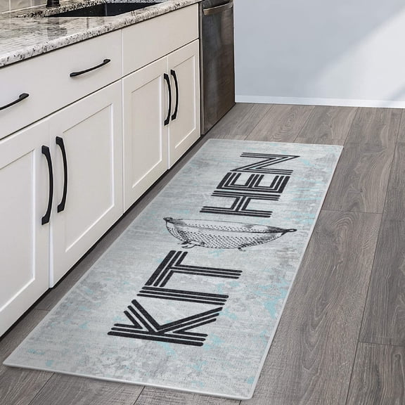 SussexHome Non Skid Washable Kitchen Runner Rug - Ultra-Thin 70 % Cotton Kitchen Floor Mat for in Front of Sink - 20 x 59 Inches Heavy Duty Runner Rug for Kitchen Floor
