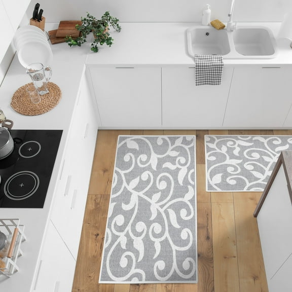 SussexHome Non Skid Washable Kitchen Runner Rugs Set of 2 - Area Rugs for Kitchen, Laundry Room, Entryway, Bathroom - Multipurpose Set of 24 x 43 and 20 x 31.5 Inches Floor Mats