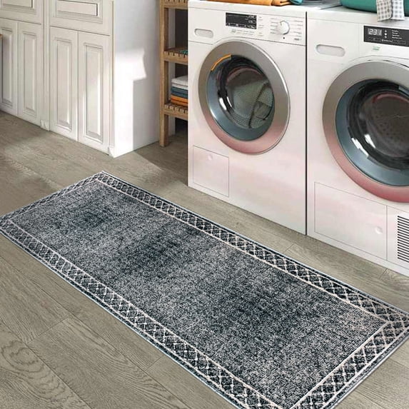 SussexHome Non Skid Washable Laundry Room Rug Runner - 20 x 59 Inches Heavy Duty 100 % Polyester Laundry Mat for Laundry Room, Kitchen, Bathroom, Basement
