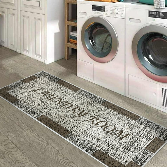SussexHome Non Skid Washable Laundry Room Rug Runner - 20 x 59 Inches Heavy Duty Ultra-Thin 70 % Cotton Laundry Mat for Laundry Room