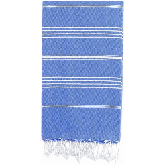 SussexHome Turkish Bath Towel Peshtemal Fouta 39" X 71" - 100% Cotton - for Beach Picnic Sarong (Blue)