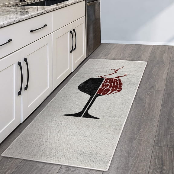 SussexHome Wine Bar Decor Floor Rug - Heavy-Duty Ultra-Thin Wine Cellar Runner Rug - Non Skid Washable 70 % Cotton Kitchen Runner Rug and Wine Kitchen Decor - 20 x 59 Inches