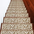 thumbnail image 1 of Sussexhome Carpet Stair Treads for Wooden Steps - Indoor Staircase Step Treads with Thick Carpet & Pattern Design - 9'' x 28'', Beige & White, Pack of 7, 1 of 6