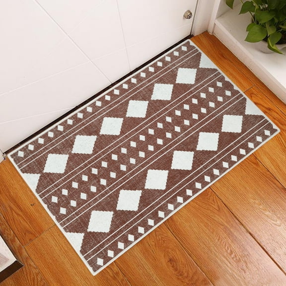 Sussexhome Diamond Collection 2 x 3 Foot Heavy Duty Low Pile Rug Runner - Ultra-Thin Non Slip Area Rug - Washable Cotton Indoor Rug for Front Door Foyer Rug for Entryway