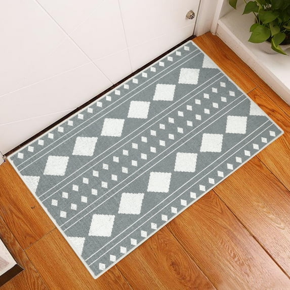 Sussexhome Diamond Collection 2 x 3 Foot Heavy Duty Low Pile Rug Runner - Ultra-Thin Non Slip Area Rug - Washable Cotton Indoor Rug for Front Door Foyer Rug for Entryway
