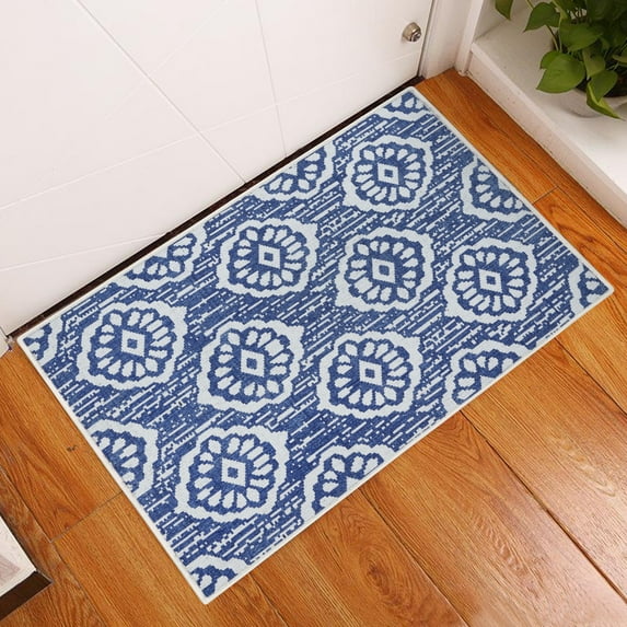 Sussexhome Flower Collection 2 x 3 Foot Heavy Duty Low Pile Rug Runner - Ultra-Thin Non Slip Area Rug - Washable Cotton Indoor Rug for Front Door Foyer Rug for Entryway