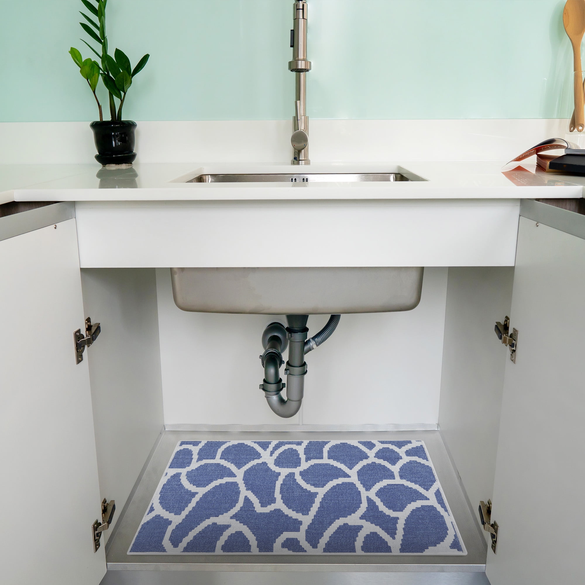 Sussexhome Under Sink Mat - Ultra-Absorbent Cotton Shelf Liners For Kitchen Cabinets - Non-Slip, Waterproof Backing - Machine Washable Surface Protector - Durable Cover, Customizable, Easy To Cut