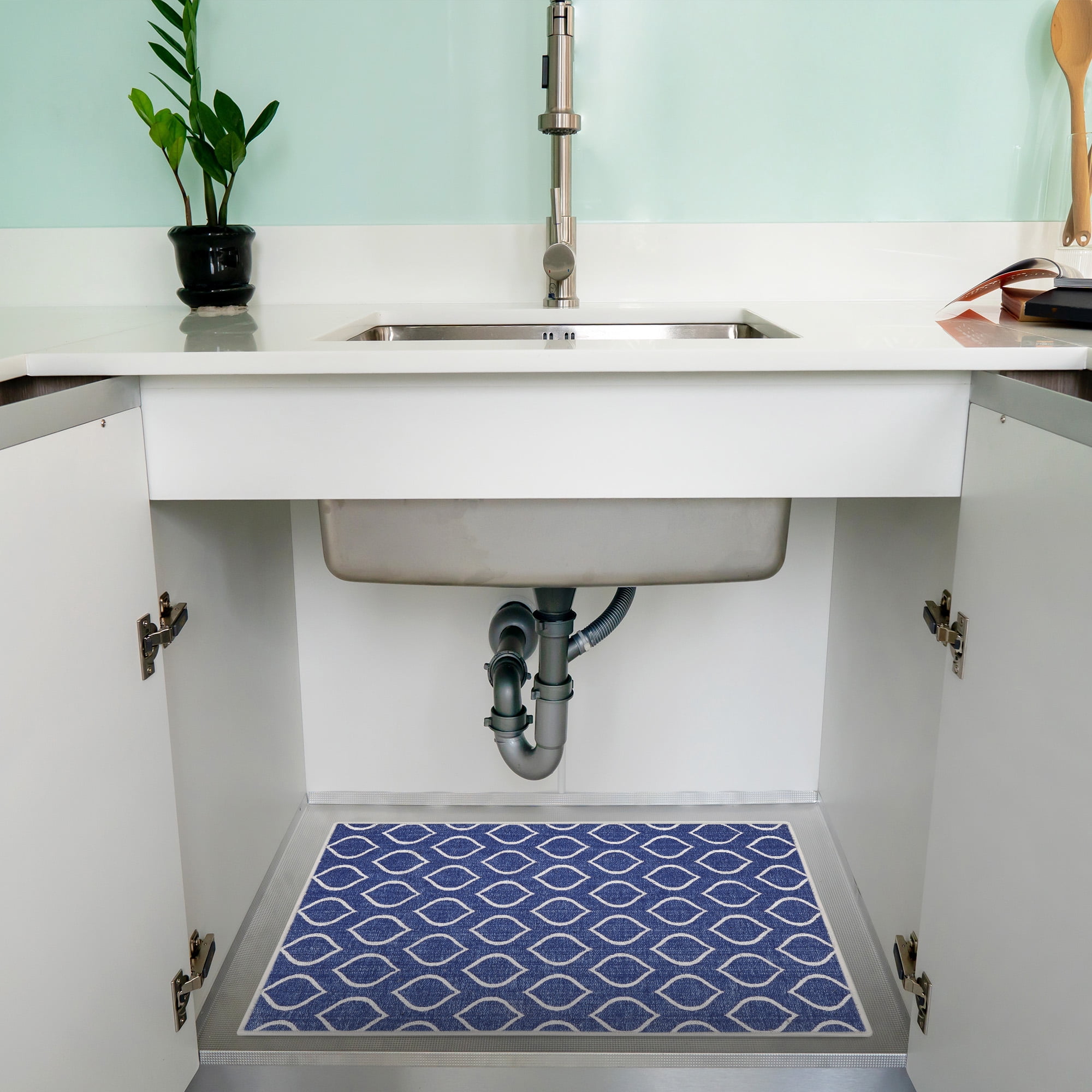 Sussexhome Under Sink Mat - Ultra-Absorbent Cotton Shelf Liners For Kitchen Cabinets - Non-Slip, Waterproof Backing - Machine Washable Surface Protector - Durable Cover, Customizable, Easy To Cut