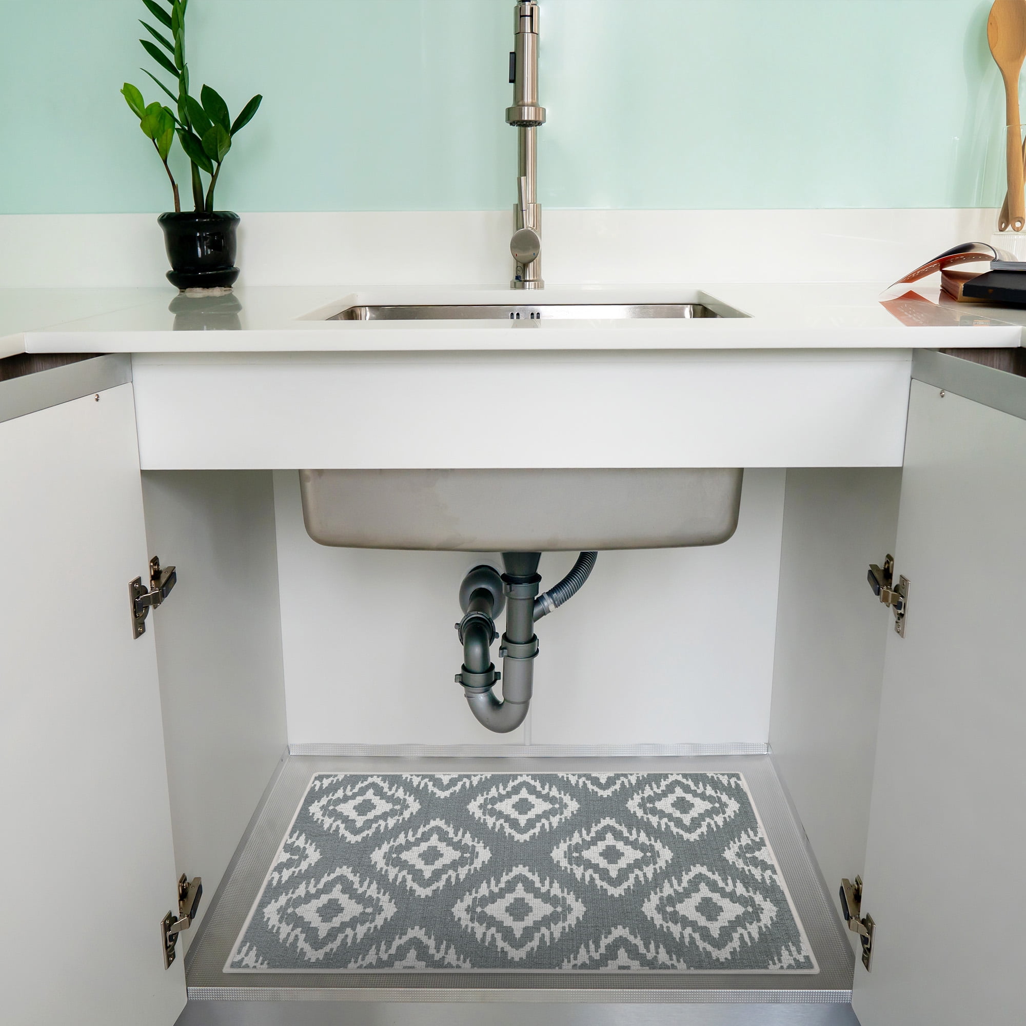 Sussexhome Under Sink Mat - Ultra-Absorbent Cotton Shelf Liners For Kitchen Cabinets - Non-Slip, Waterproof Backing - Machine Washable Surface Protector - Durable Cover, Customizable, Easy To Cut