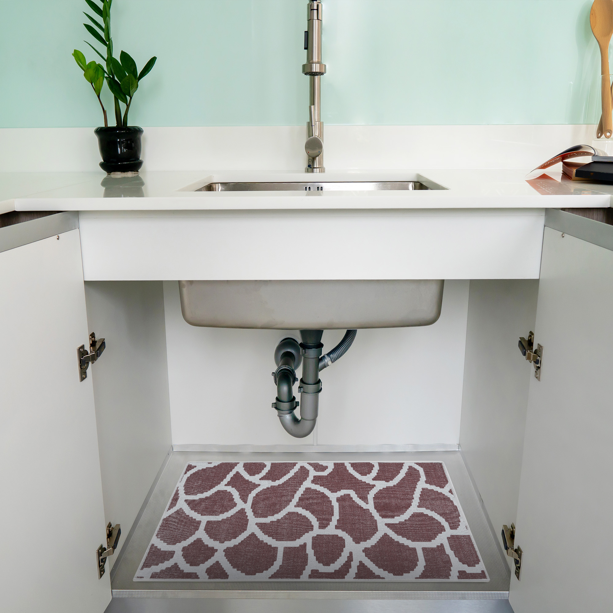 Sussexhome Under Sink Mat - Ultra-Absorbent Cotton Shelf Liners For Kitchen Cabinets - Non-Slip, Waterproof Backing - Machine Washable Surface Protector - Durable Cover, Customizable, Easy To Cut