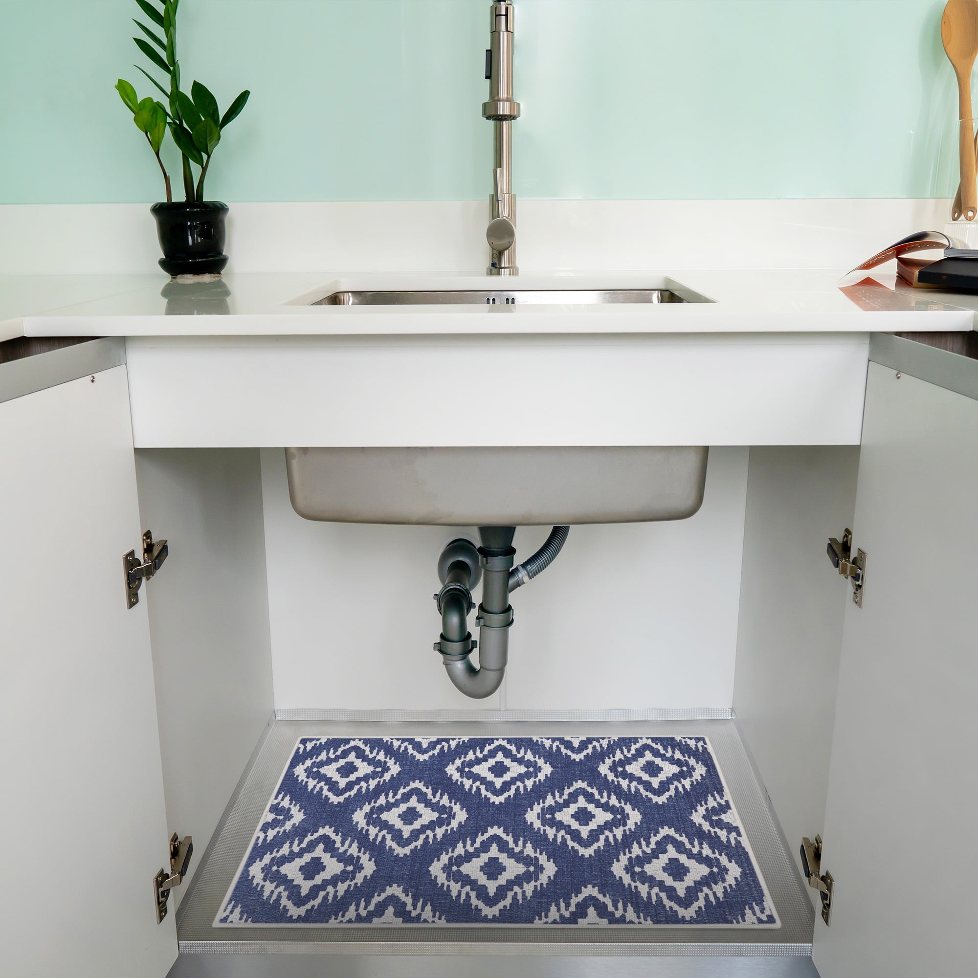 Sussexhome Under Sink Mat - Ultra-Absorbent Cotton Shelf Liners For Kitchen Cabinets - Non-Slip, Waterproof Backing - Machine Washable Surface Protector - Durable Cover, Customizable, Easy To Cut