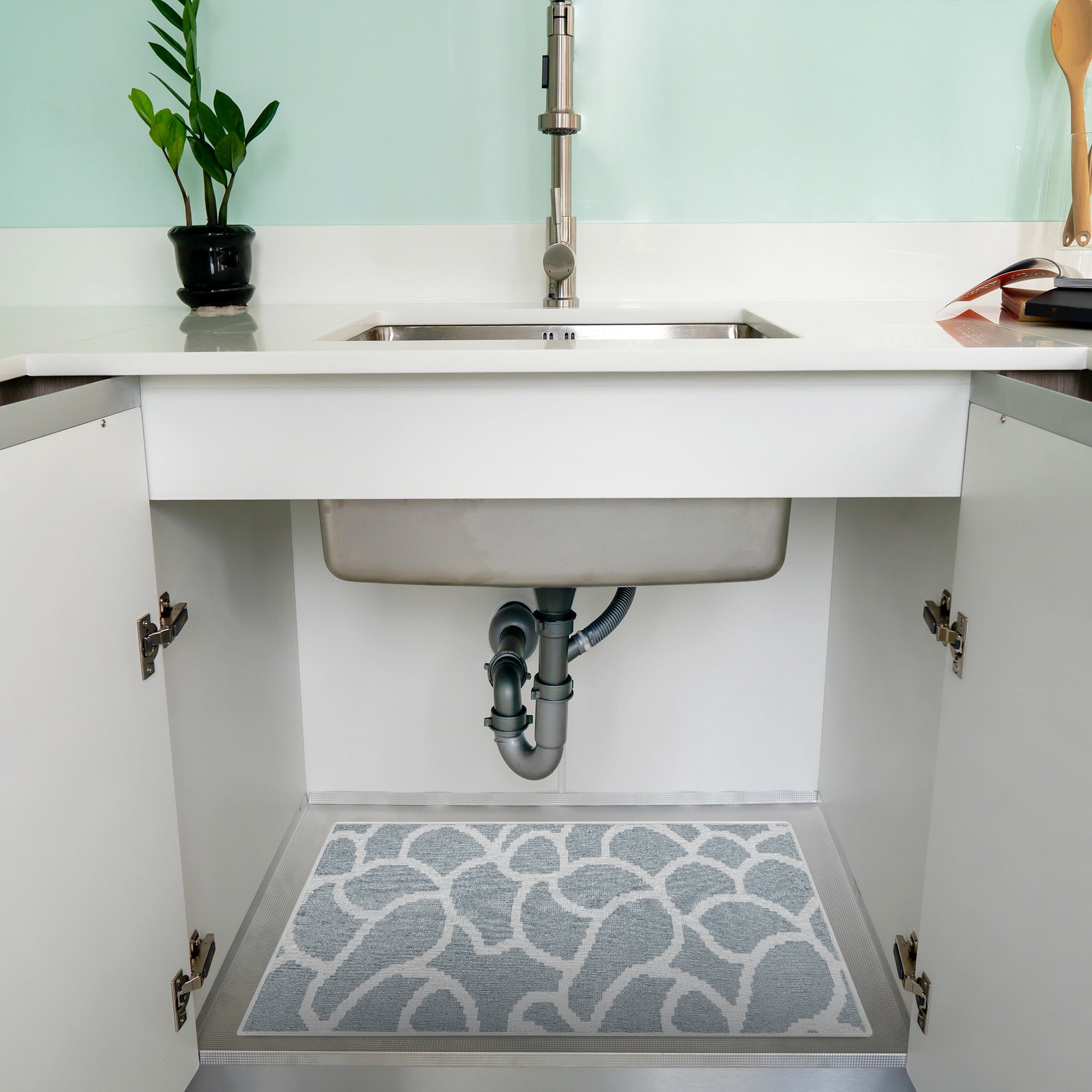 Sussexhome Under Sink Mat - Ultra-Absorbent Cotton Shelf Liners For Kitchen Cabinets - Non-Slip, Waterproof Backing - Machine Washable Surface Protector - Durable Cover, Customizable, Easy To Cut