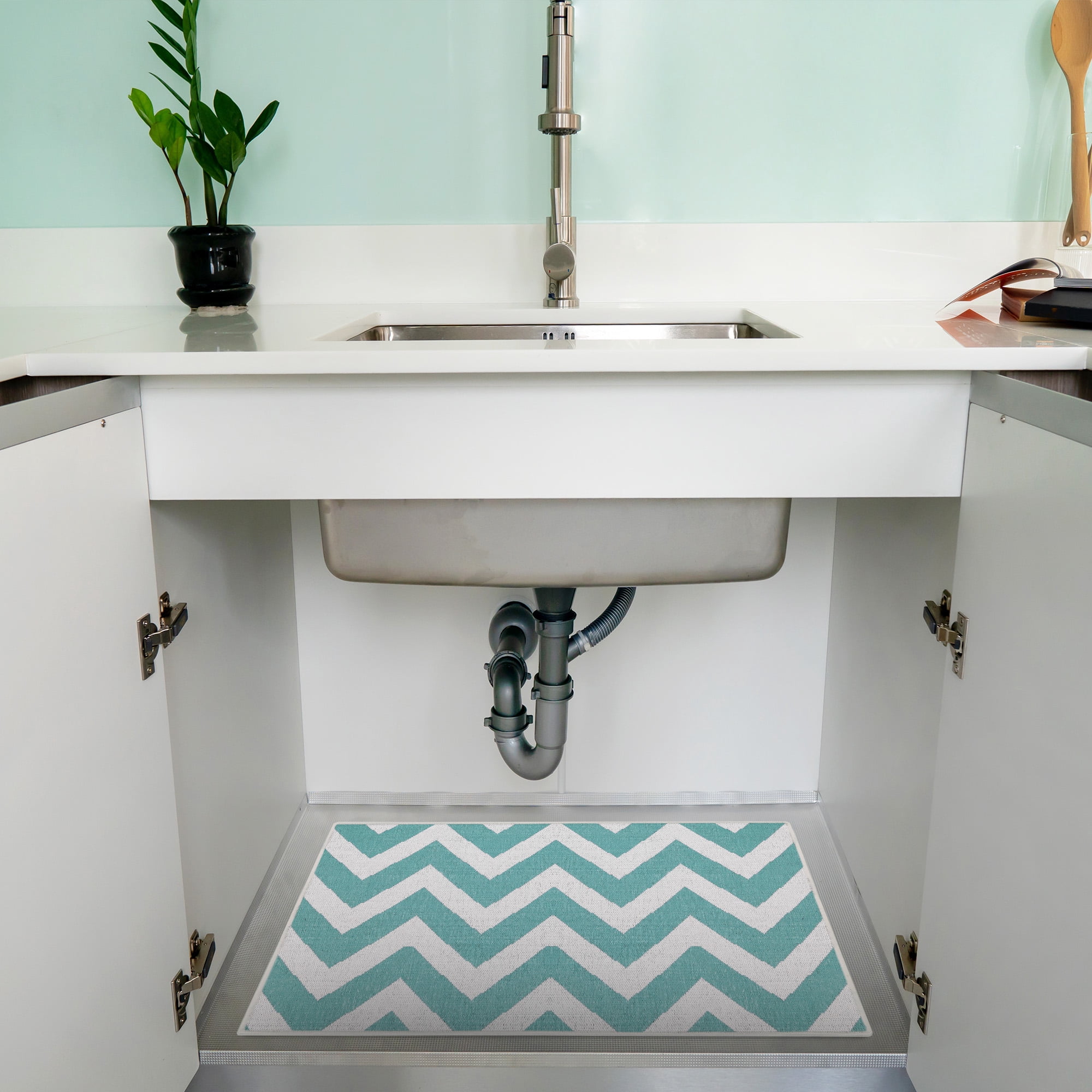 Sussexhome Under Sink Mat - Ultra-Absorbent Cotton Shelf Liners For Kitchen Cabinets - Non-Slip, Waterproof Backing - Machine Washable Surface Protector - Durable Cover, Customizable, Easy To Cut