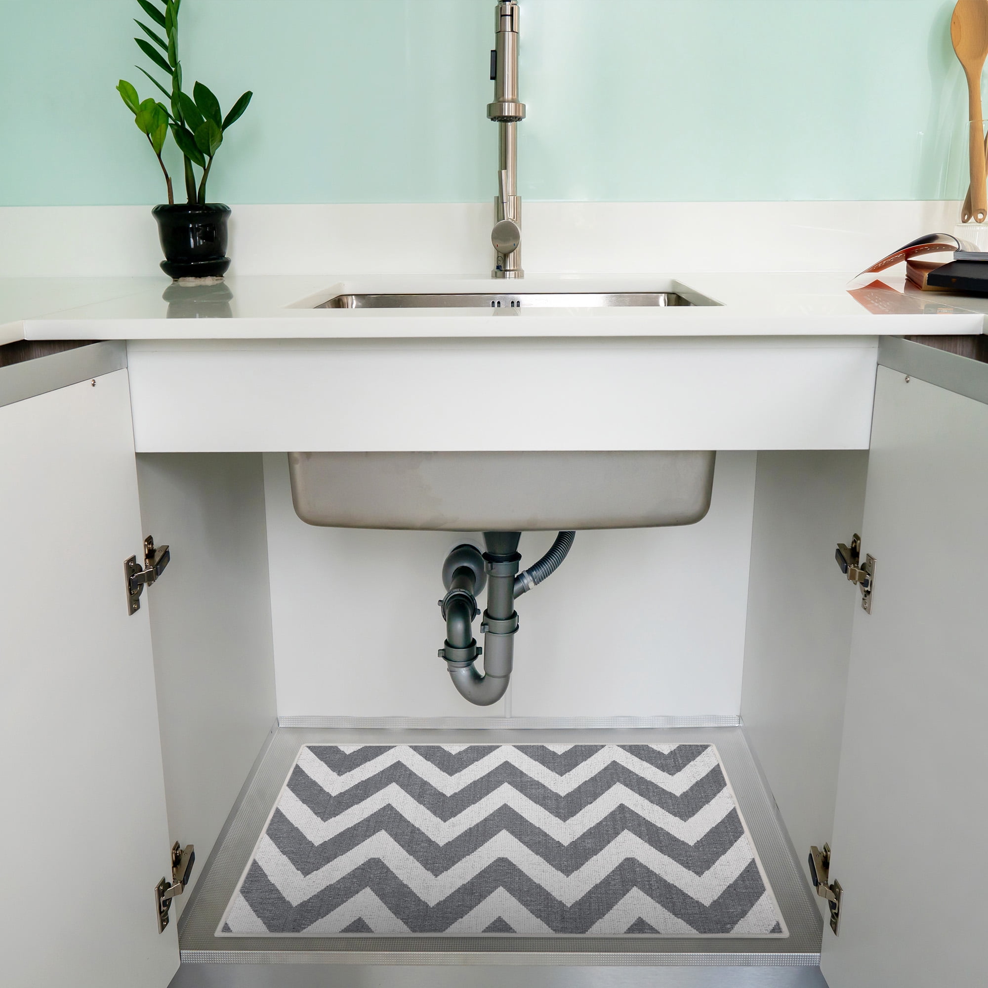 Sussexhome Under Sink Mat - Ultra-Absorbent Cotton Shelf Liners For Kitchen Cabinets - Non-Slip, Waterproof Backing - Machine Washable Surface Protector - Durable Cover, Customizable, Easy To Cut