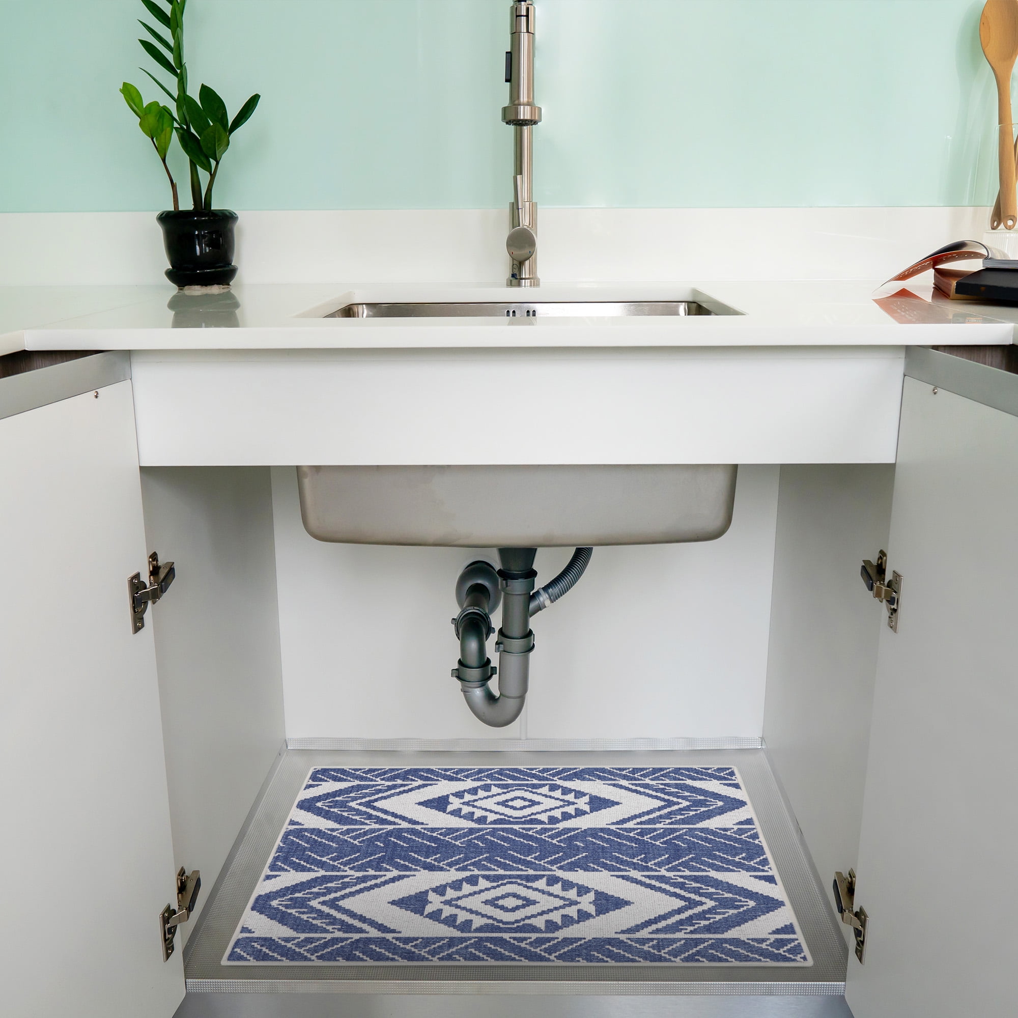 Sussexhome Under Sink Mat - Ultra-Absorbent Cotton Shelf Liners For Kitchen Cabinets - Non-Slip, Waterproof Backing - Machine Washable Surface Protector - Durable Cover, Customizable, Easy To Cut