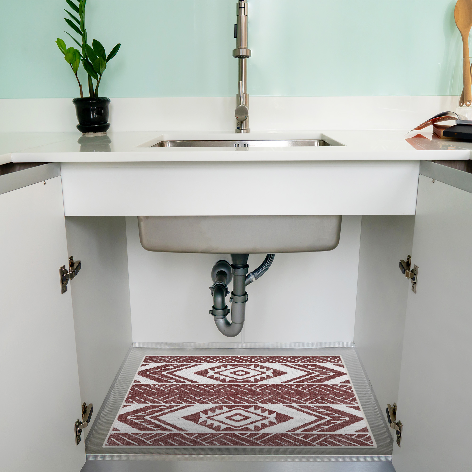 Sussexhome Under Sink Mat - Ultra-Absorbent Cotton Shelf Liners For Kitchen Cabinets - Non-Slip, Waterproof Backing - Machine Washable Surface Protector - Durable Cover, Customizable, Easy To Cut
