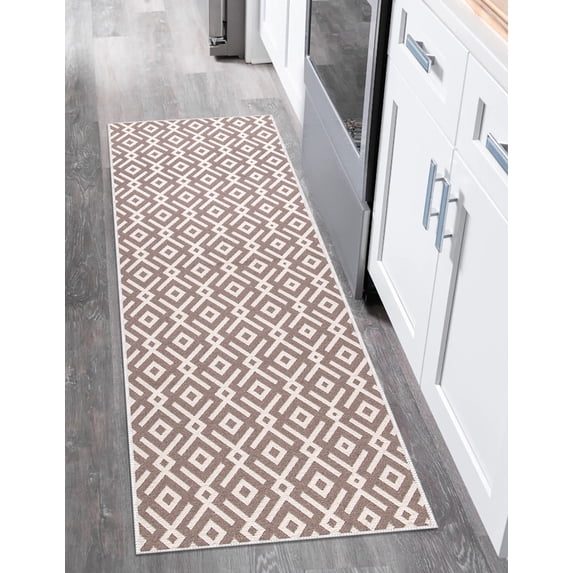 Sussexhome Stylish Pattern Geometric Brown Runner Rugs, 20" x 59"