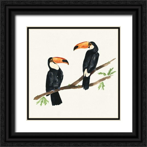 Sussman, Harriet 12x12 Black Ornate Wood Framed with Double Matting Museum Art Print Titled - Tropical Fun Bird I