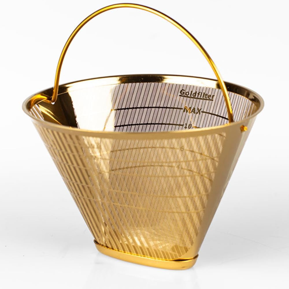 Sustainable  #4 Titanium Coffee Filter, fits drip coffee makers w/standard #4 holder Technivorm Moccamaster. Stainless steel coated with titanium. Passes all safety regs