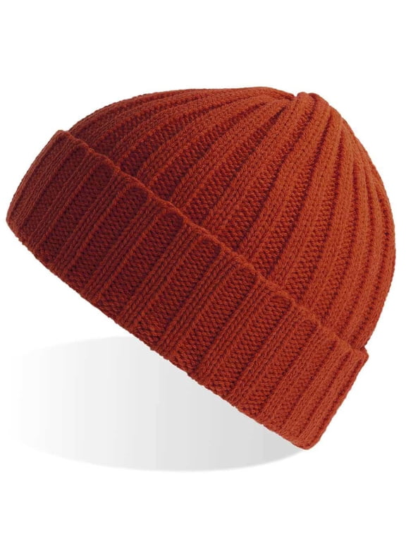 Sustainable Cable Knit, Winter Skull Beanies for Men & Women, Unisex Daily Cuffed Plain Knit Hat, Rusty, 1 Piece