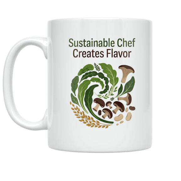 Sustainable Chef Creates Flavor - Eco-Conscious Chef - 11 oz Ceramic Coffee Mug