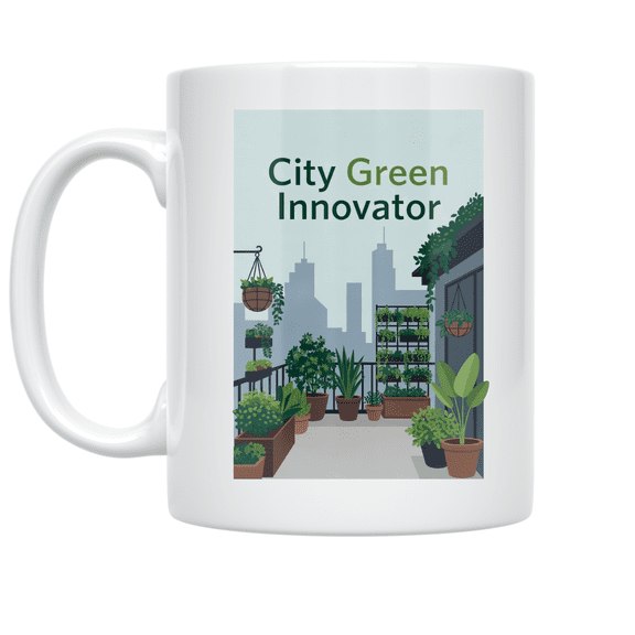 Sustainable City Living Art - Eco Lifestyle Enthusiast - 11 oz Ceramic Coffee Mug