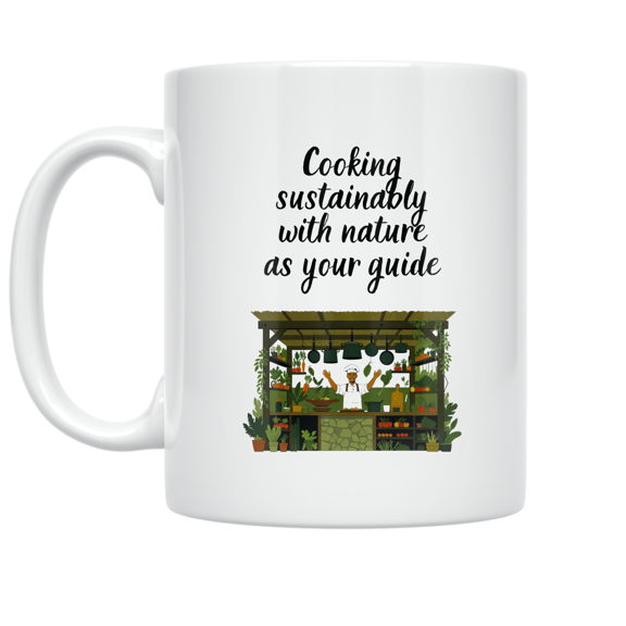 Sustainable Cooking Design - Eco-Conscious Chef - 11 oz Ceramic Coffee Mug