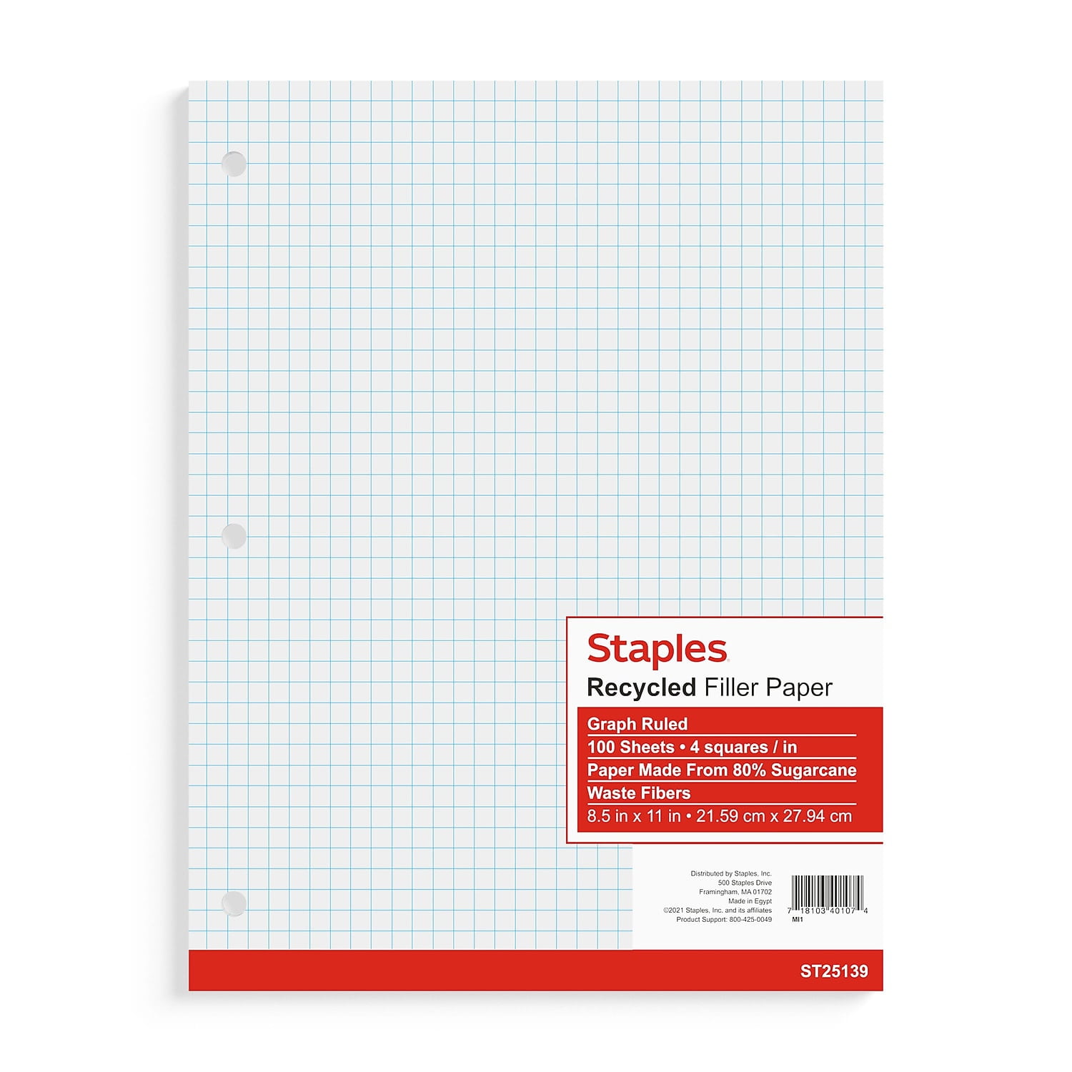 Sustainable Earth Filler Paper 8 1/2" x 11" Graph Ruled 100 Sheets TR25139M/25139