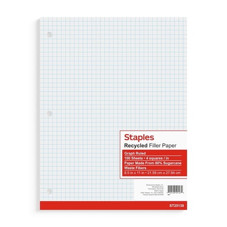 Sustainable Earth Filler Paper 8 1/2" x 11" Graph Ruled 100 Sheets TR25139M/25139