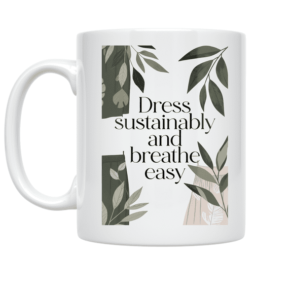 Sustainable Fashion Art - Eco-Conscious Enthusiast - 11 oz Ceramic Coffee Mug