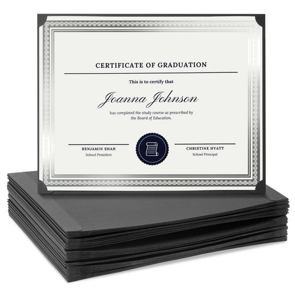 Sustainable Greetings Certificate Holders, 48 Piece, Black, 11.20 x 8.80 x 2.40 Inches