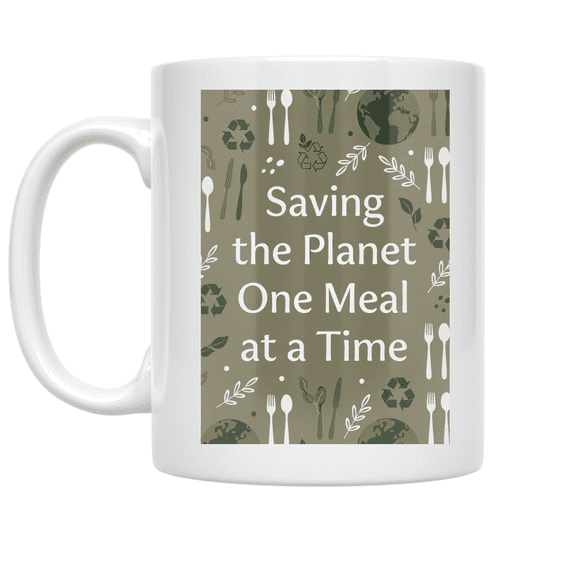 Sustainable Kitchen Hero Design - Eco-Conscious Home Cook - 11 oz Ceramic Coffee Mug