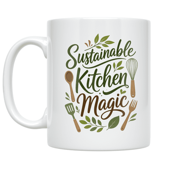 Sustainable Kitchen Magic Design - Eco-Friendly Cooking Enthusiast - 11 oz Ceramic Coffee Mug
