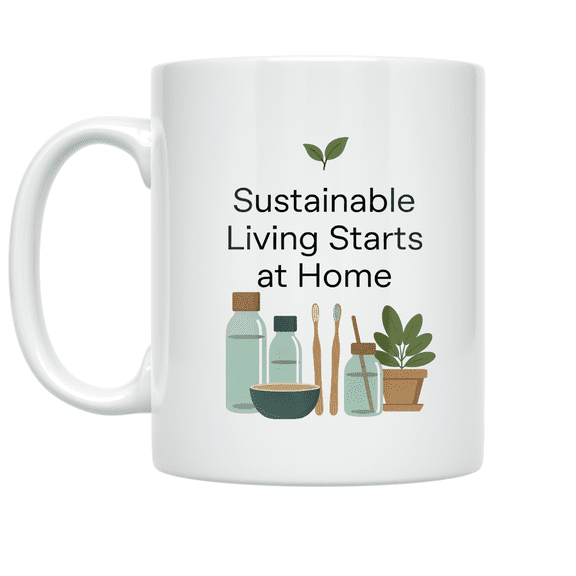 Sustainable Living Starts at Home - Eco-Conscious Enthusiast - 11 oz Ceramic Coffee Mug