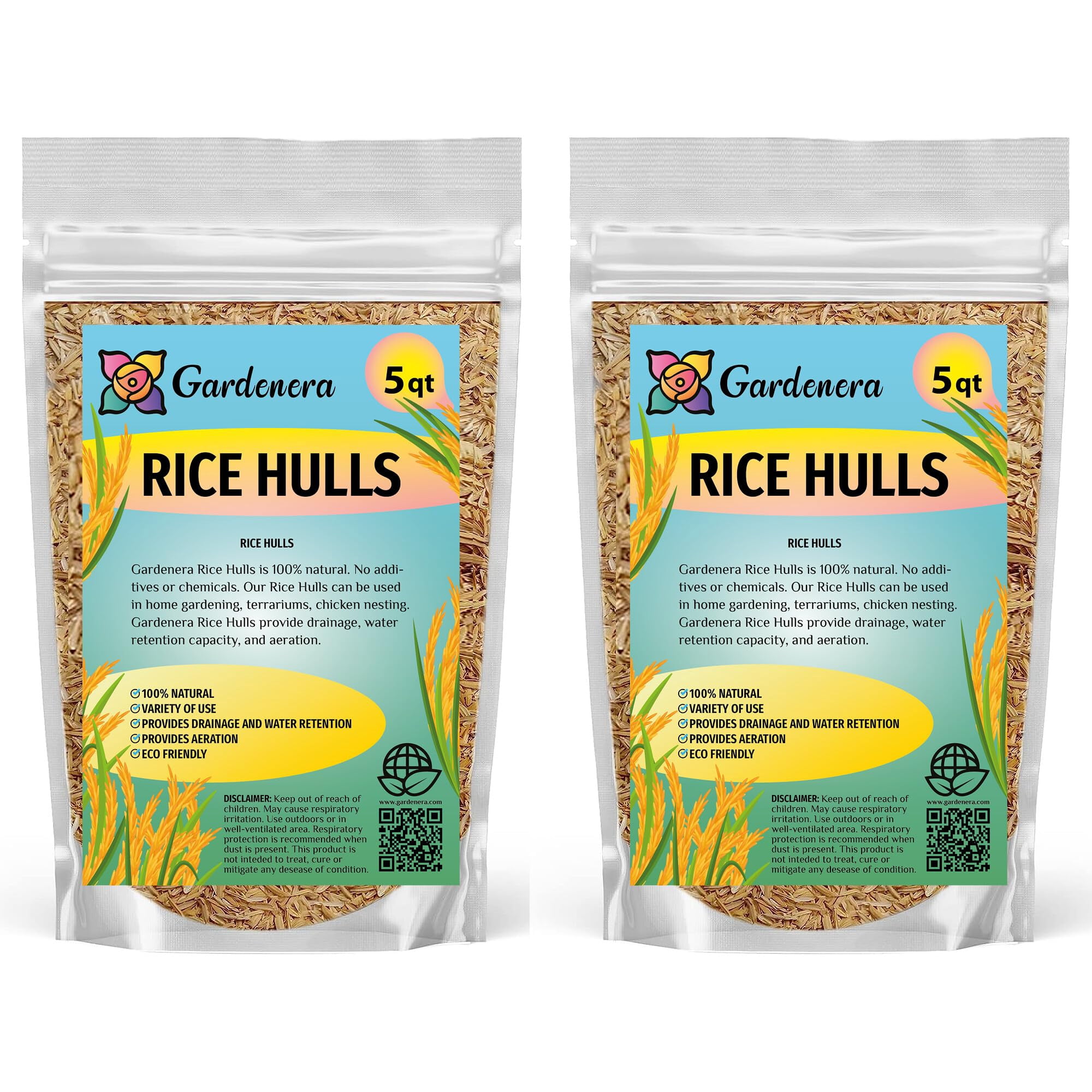 ⭐ Sustainable Mulching with Gardenera Labs Rice Hulls - Maintain Soil Temperature, Suppress Weeds, and Conserve Water - 10 QUARTS