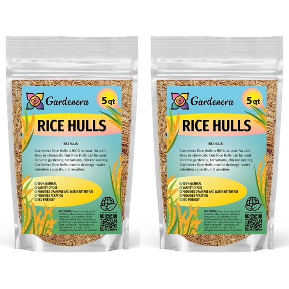 ⭐ Sustainable Mulching with Gardenera Labs Rice Hulls - Maintain Soil Temperature, Suppress Weeds, and Conserve Water - 10 QUARTS