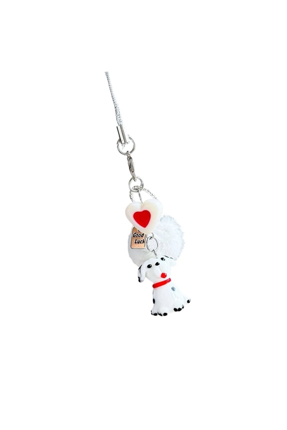 Sustainable ResinAn1ma1Keychain Whimsical Spotted Puppy Charm Weather Resistant