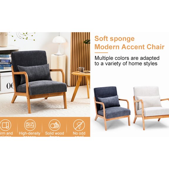 Sustainable Rubberwood & Polyester Upholstery / Comfortable for Multi - scenario Use at Home