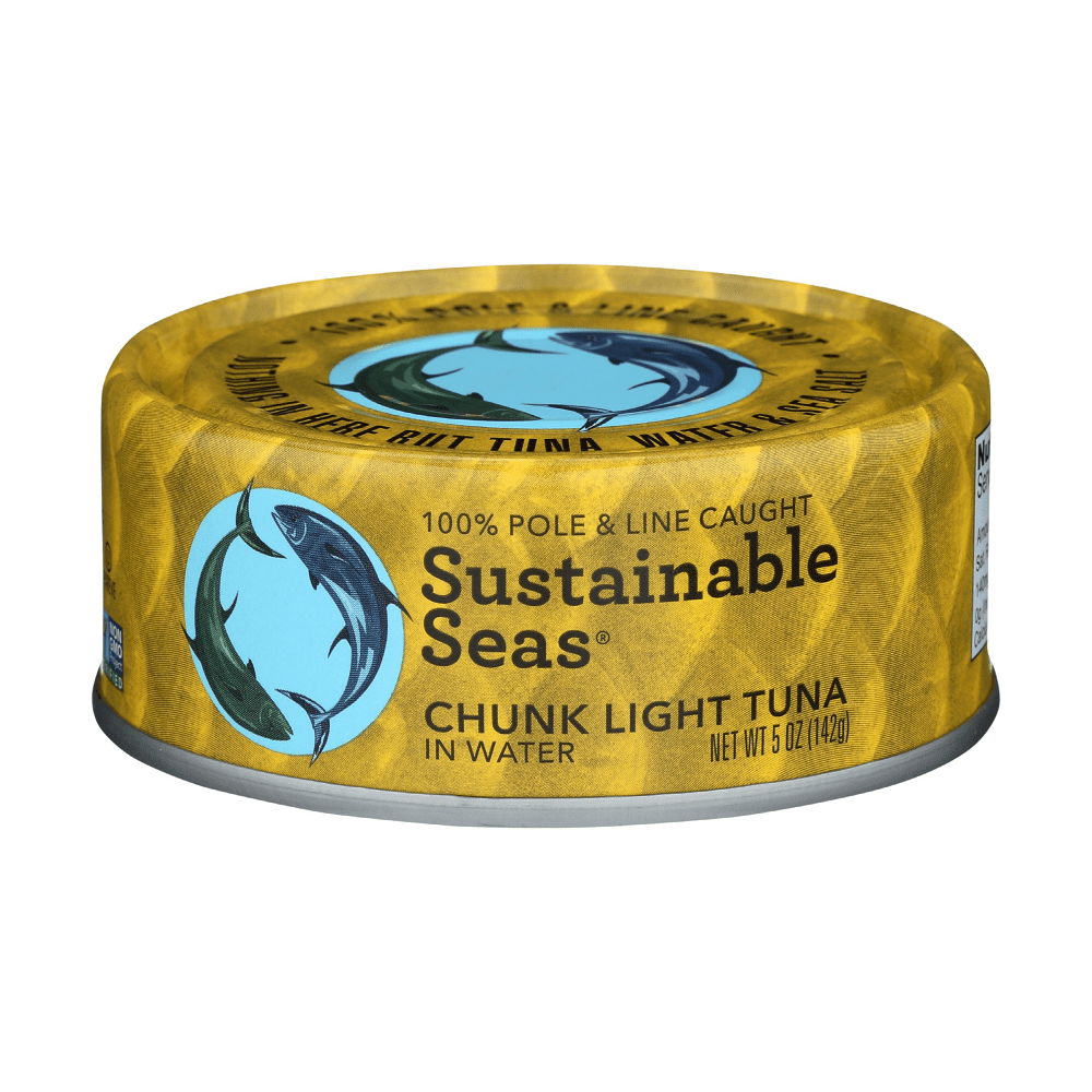 Sustainable Seas 100% Pole and Line Caught Chunk Light Tuna in Water, 5 oz  [Pack of 12] 