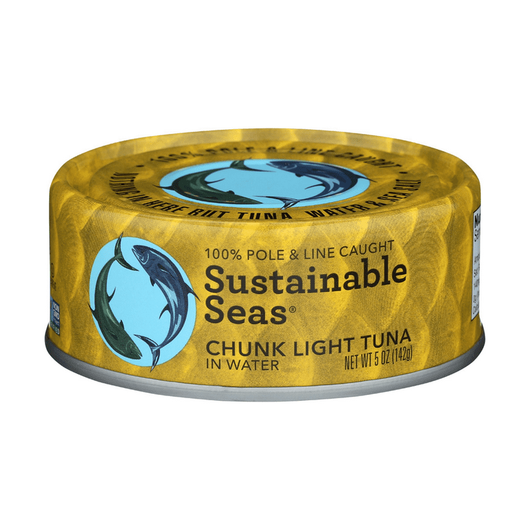 Sustainable Seas 100% Pole and Line Caught Chunk Light Tuna in Water, 5 oz  [Pack of 12]