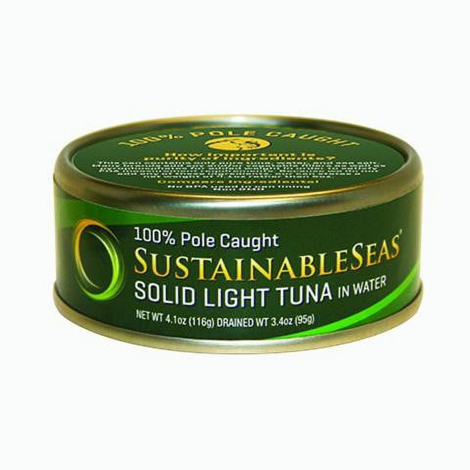 Sustainable Seas Canned Solid Light Tuna, 100 Pole Caught, in Water, 4