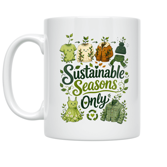 Sustainable Seasons Only - Eco-Conscious Fashion Enthusiast - 11 oz Ceramic Coffee Mug