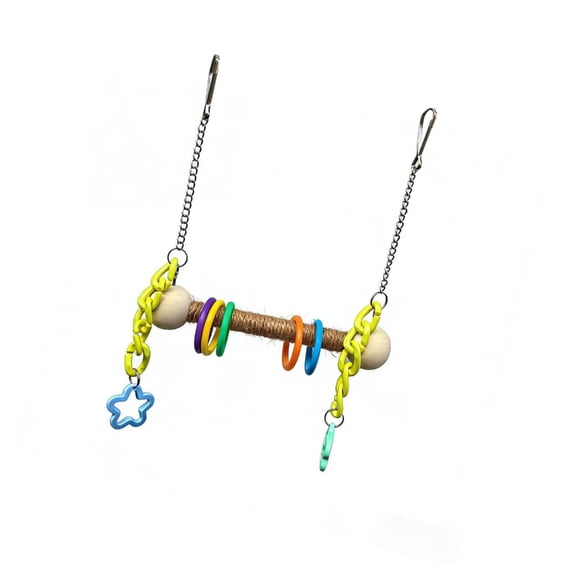 Sustainable Wooden Bird Toy Swing Perch For Parakeets Canaries And Other Small Birds