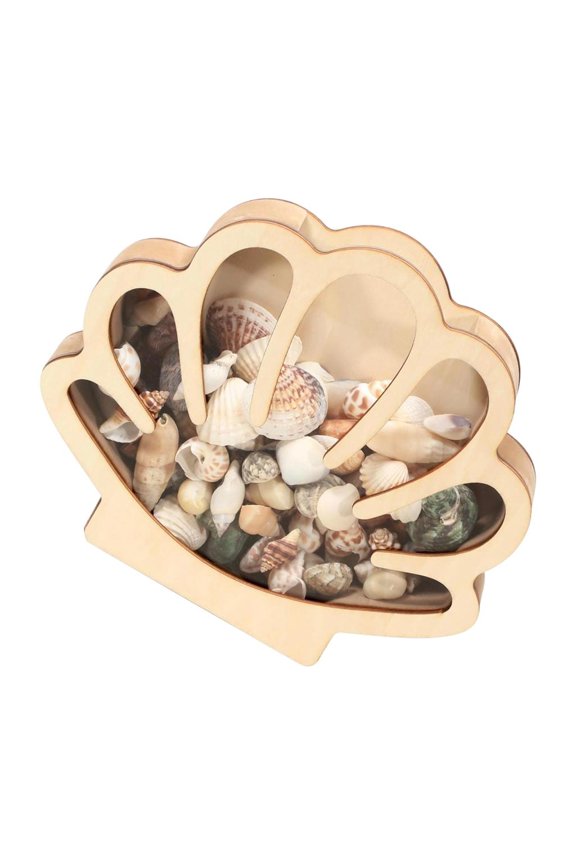 Sustainable Wooden Seashells Keepsakes Box With Natural Texture 2 Purpose Jewelry Organizers And Decorative Display Piece