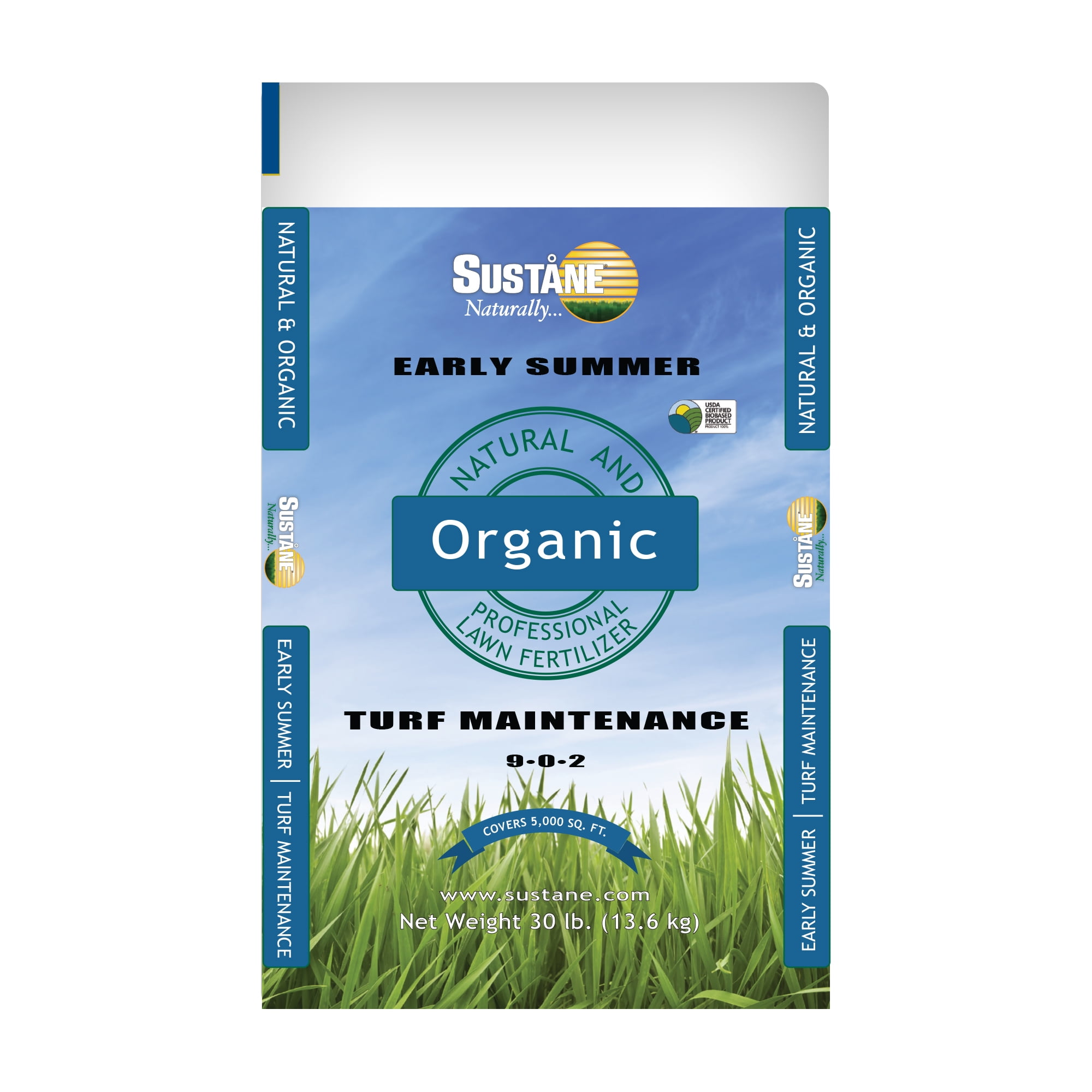 Sustane 9-0-2 Turf Maintenance Fertilizer (Early Summer), 30-Pound