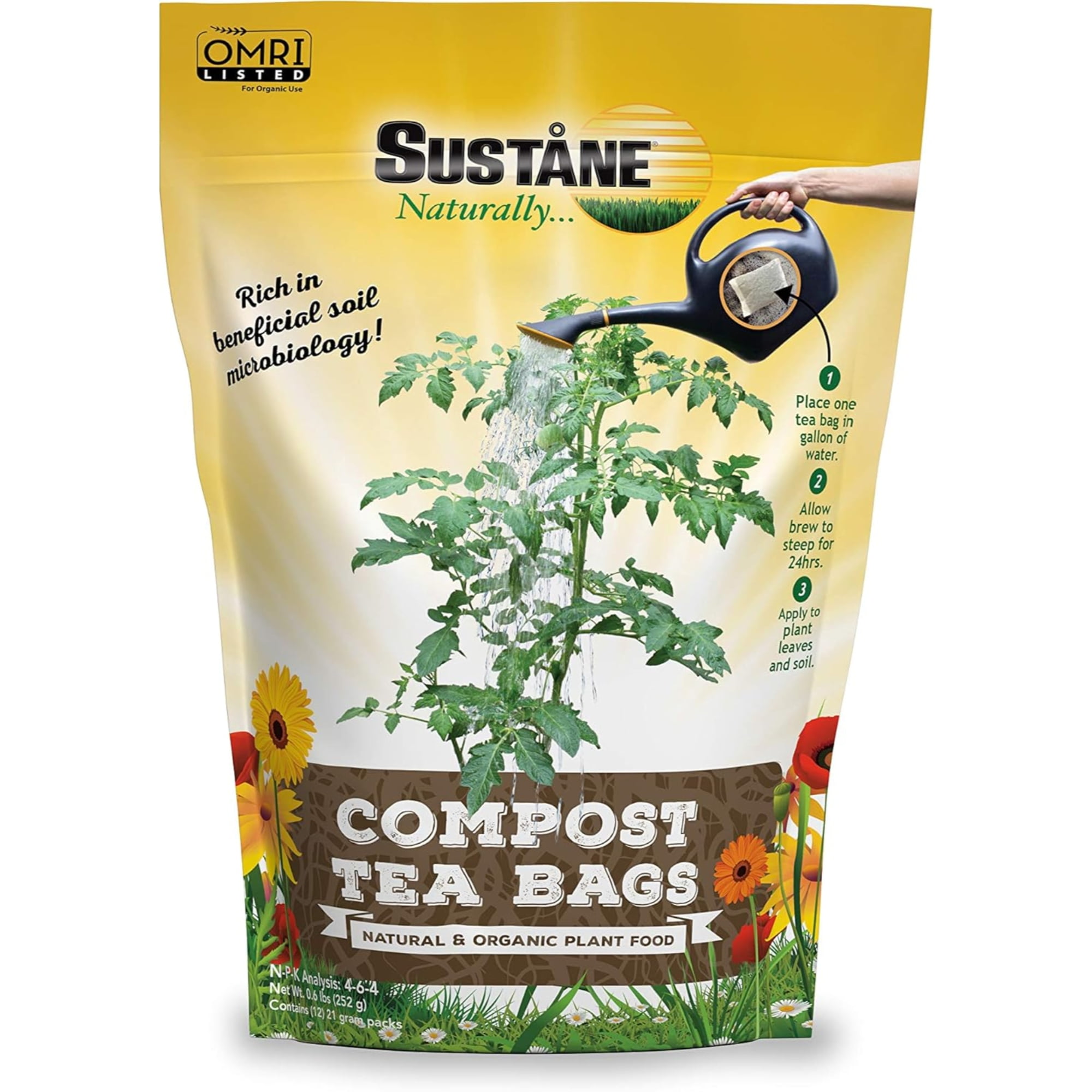 Sustane Organic Compost Tea Bags for Garden & Vegetables, Soil Building  Fertilizer, 12 Count - Walmart.com